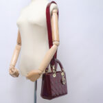 Women's Patent Full-Grain Leather Quilted Crossbody Top Handle Mini Bag