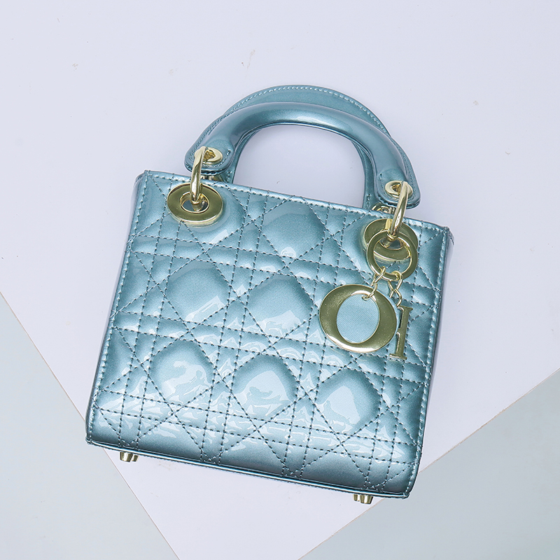 Women's Patent Full-Grain Leather Quilted Crossbody Top Handle Mini Bag