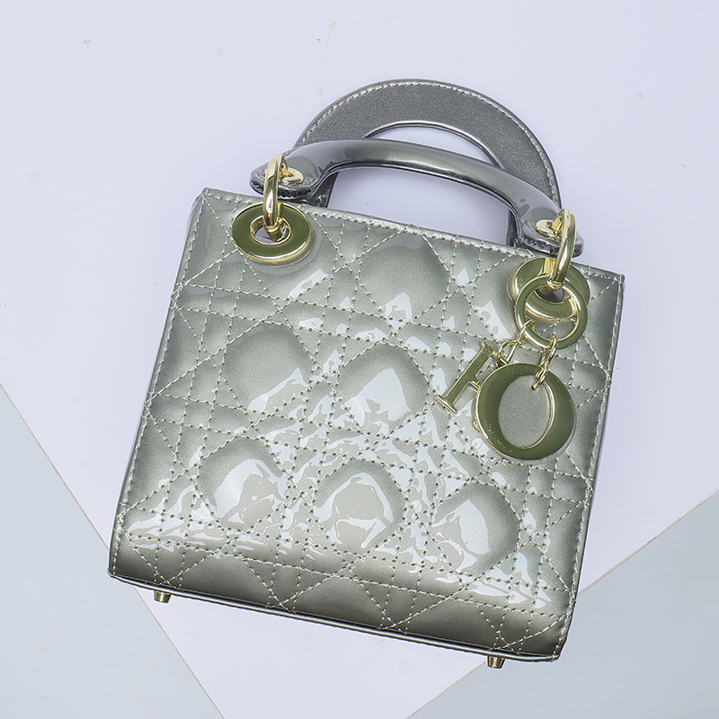 Women's Patent Full-Grain Leather Quilted Crossbody Top Handle Mini Bag