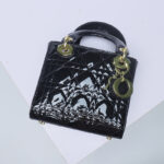Women's Patent Full-Grain Leather Quilted Crossbody Top Handle Mini Bag