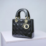 Women's Patent Full-Grain Leather Quilted Crossbody Top Handle Mini Bag