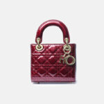 Women's Patent Full-Grain Leather Quilted Crossbody Top Handle Mini Bag
