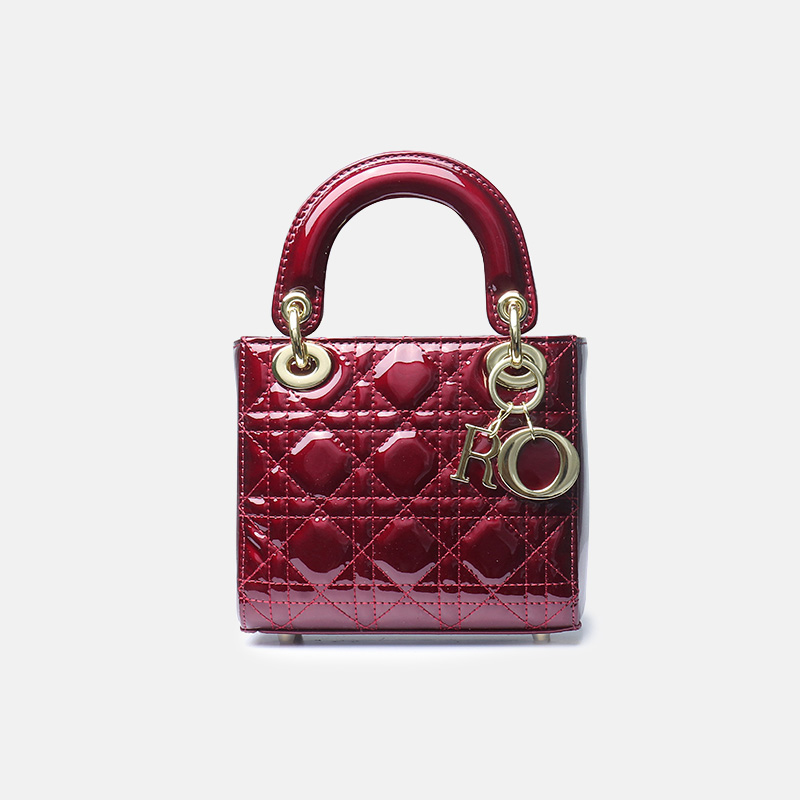 Women's Patent Full-Grain Leather Quilted Crossbody Top Handle Mini Bag