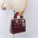 Women's Patent Full-Grain Leather Quilted Crossbody Top Handle Mini Bag