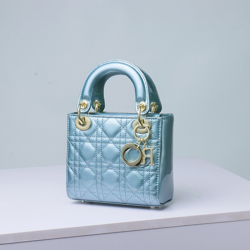 Women's Patent Full-Grain Leather Quilted Crossbody Top Handle Mini Bag