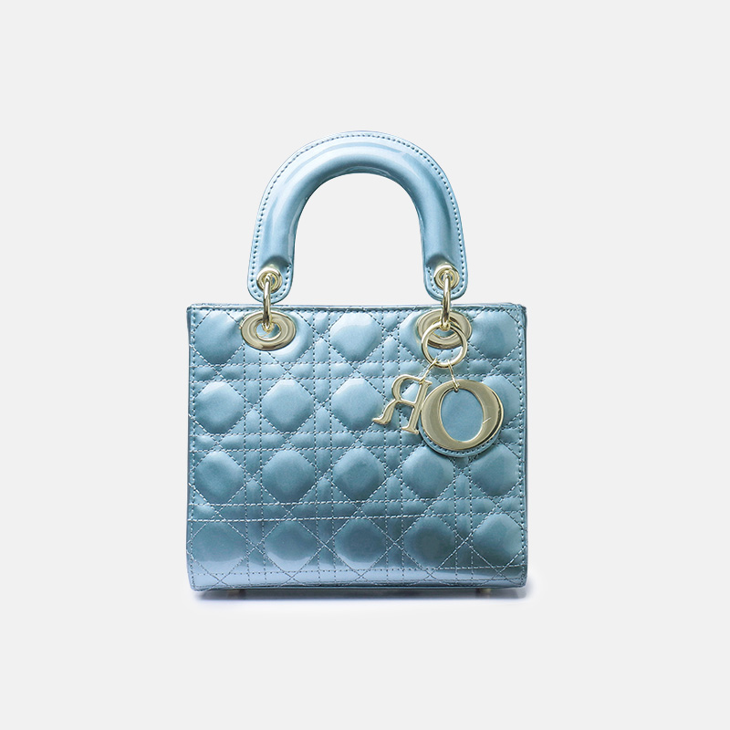 Women's Patent Full-Grain Leather Quilted Crossbody Top Handle Mini Bag