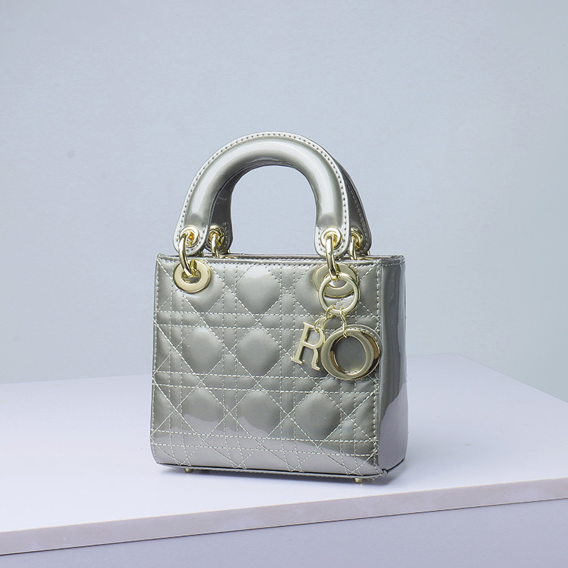 Women's Patent Full-Grain Leather Quilted Crossbody Top Handle Mini Bag