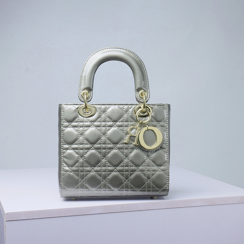Women's Patent Full-Grain Leather Quilted Crossbody Top Handle Mini Bag