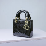Women's Patent Full-Grain Leather Quilted Crossbody Top Handle Mini Bag