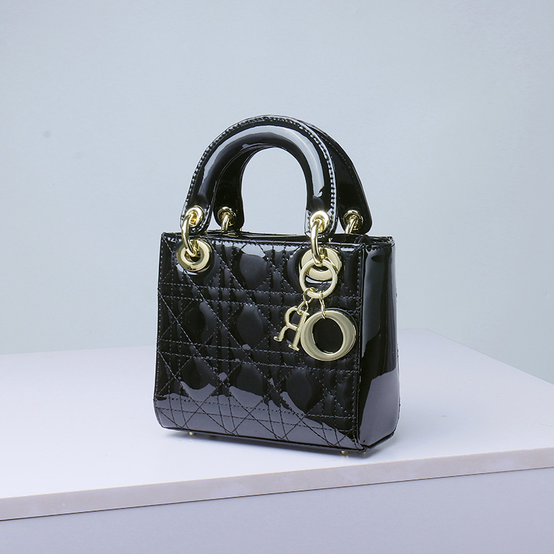 Women's Patent Full-Grain Leather Quilted Crossbody Top Handle Mini Bag
