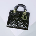 Women's Patent Full-Grain Leather Quilted Crossbody Top Handle Mini Bag