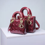 Women's Patent Full-Grain Leather Quilted Crossbody Top Handle Mini Bag
