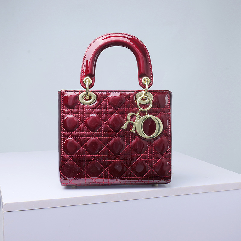 Women's Patent Full-Grain Leather Quilted Crossbody Top Handle Mini Bag
