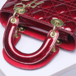 Women's Patent Full-Grain Leather Quilted Crossbody Top Handle Mini Bag