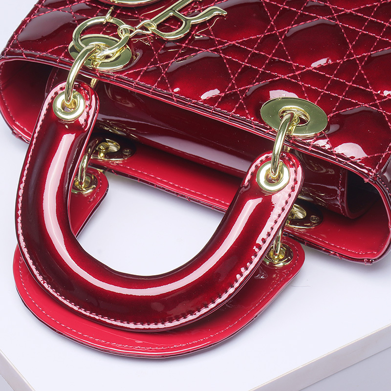 Women's Patent Full-Grain Leather Quilted Crossbody Top Handle Mini Bag