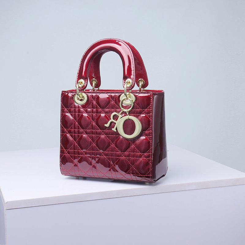 Women's Patent Full-Grain Leather Quilted Crossbody Top Handle Mini Bag