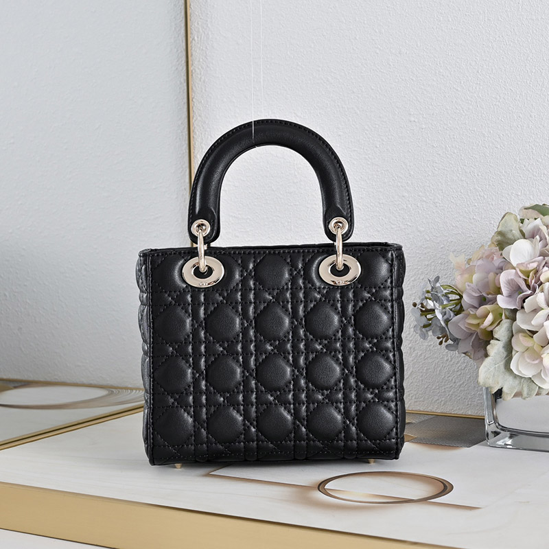 Women's Quilted Lambskin Top Handle Small Tote Bags
