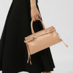 Women's Split Leather Buckle Crossbody Top Handle Bag