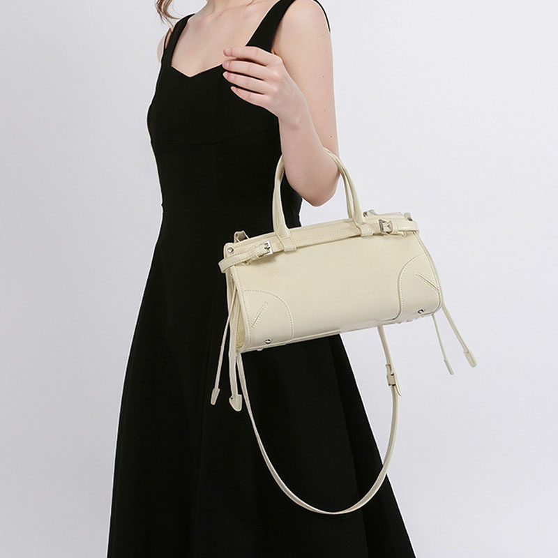 Women's Split Leather Buckle Crossbody Top Handle Bag