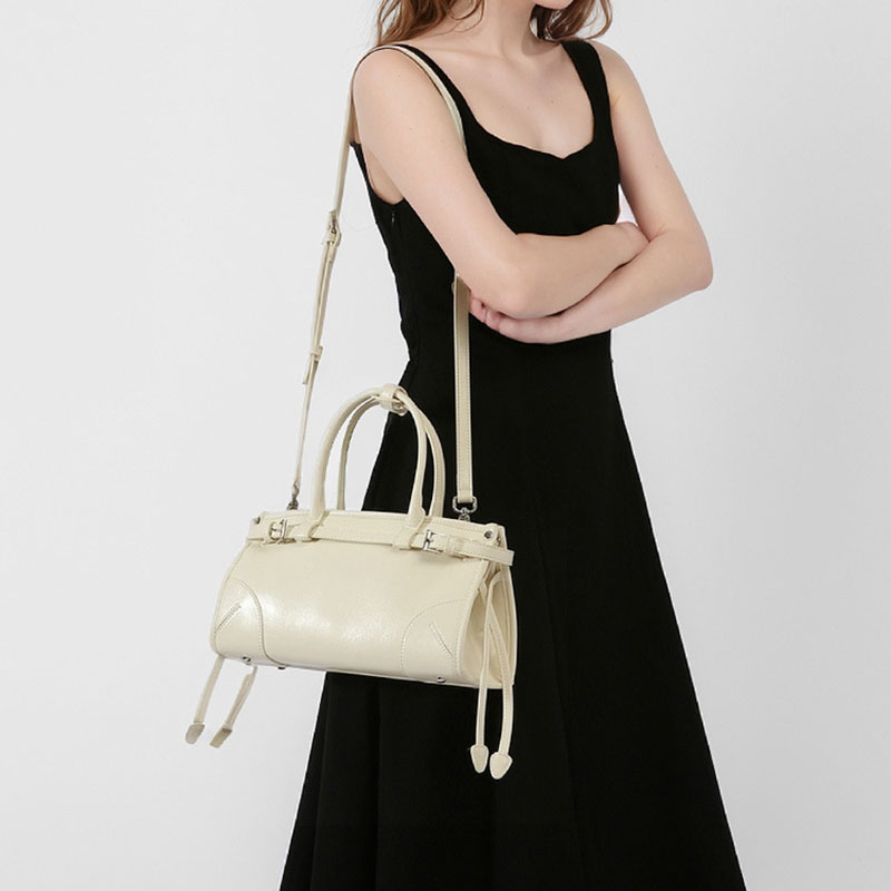 Women's Split Leather Buckle Crossbody Top Handle Bag