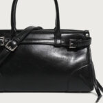Women's Split Leather Buckle Crossbody Top Handle Bag