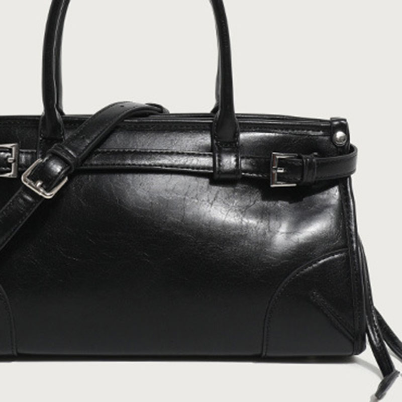 Women's Split Leather Buckle Crossbody Top Handle Bag