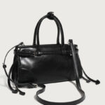 Women's Split Leather Buckle Crossbody Top Handle Bag