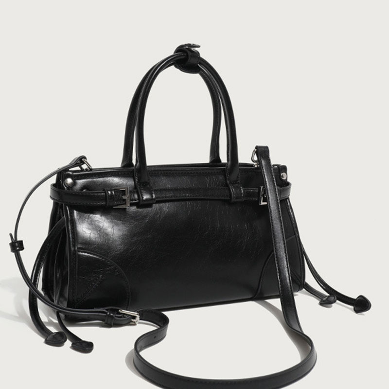 Women's Split Leather Buckle Crossbody Top Handle Bag