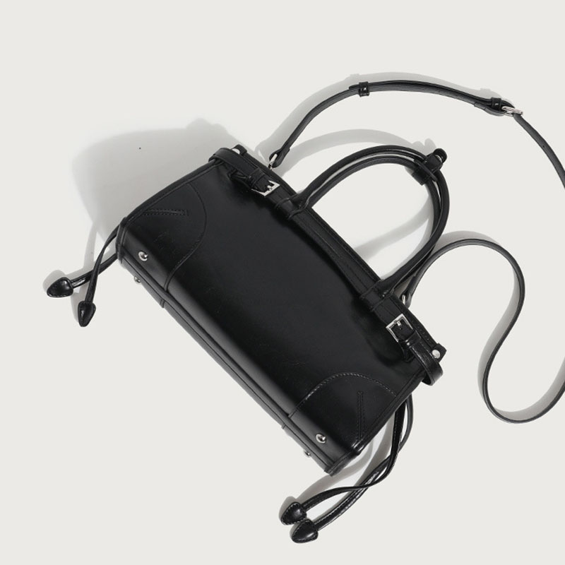 Women's Split Leather Buckle Crossbody Top Handle Bag