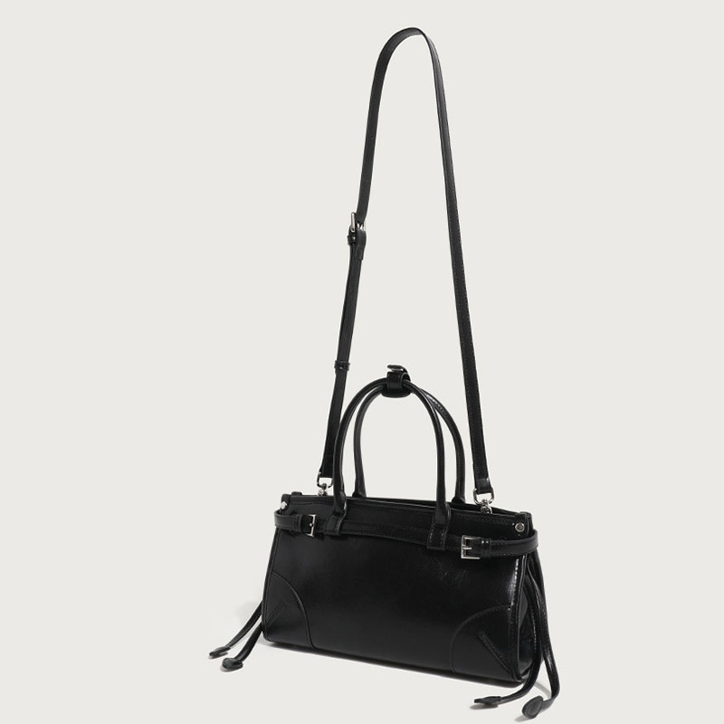Women's Split Leather Buckle Crossbody Top Handle Bag