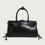 Women's Split Leather Buckle Crossbody Top Handle Bag