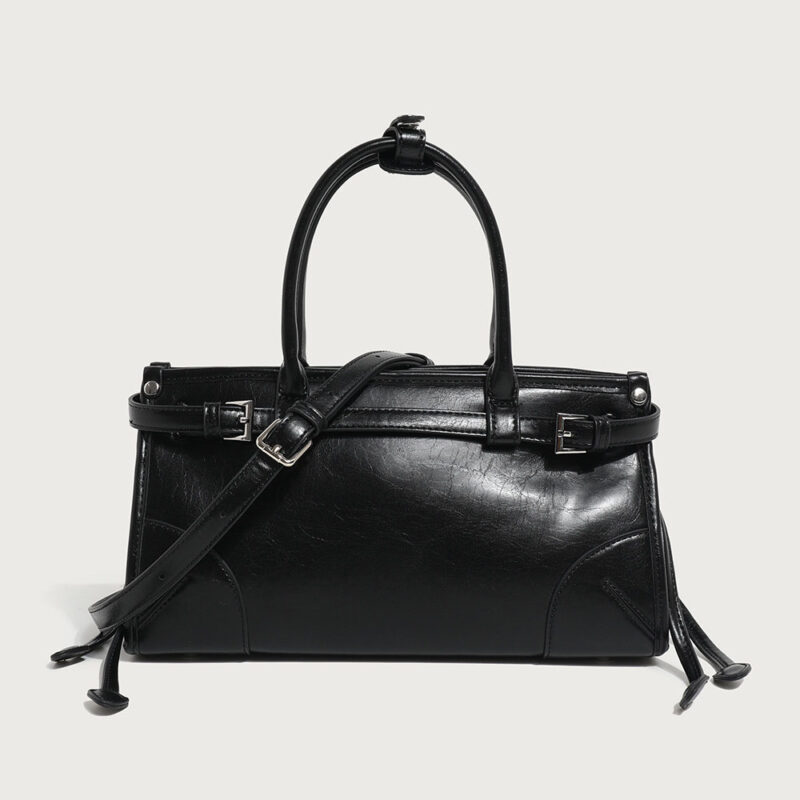 Women's Split Leather Buckle Crossbody Top Handle Bag
