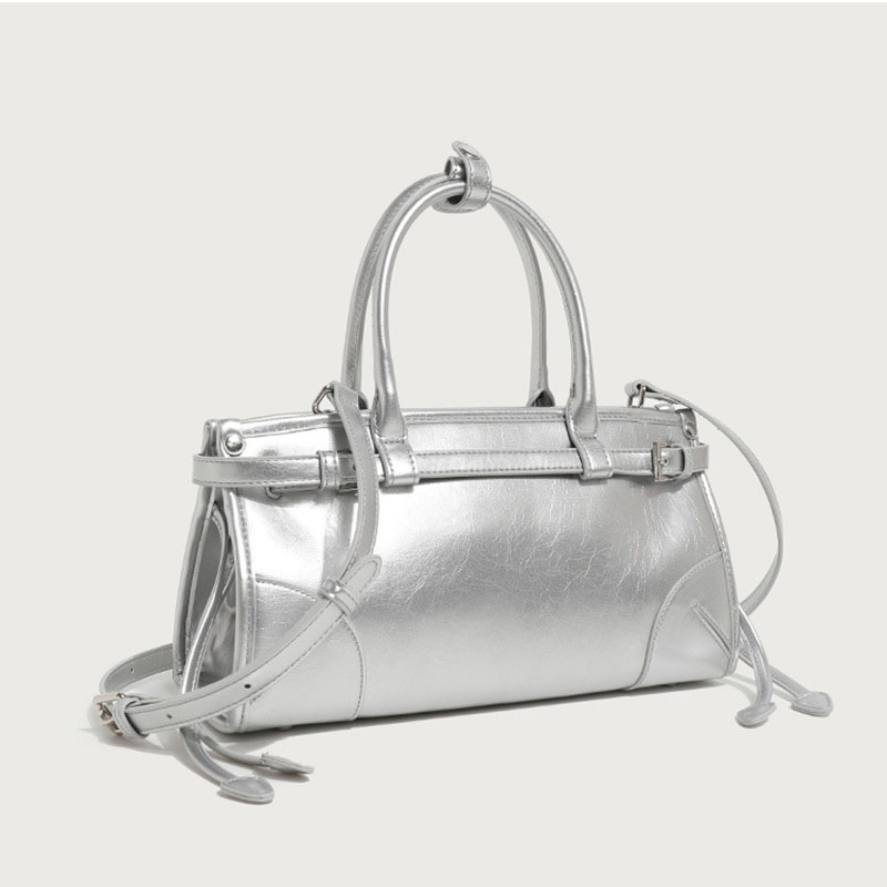 Women's Split Leather Buckle Crossbody Top Handle Bag