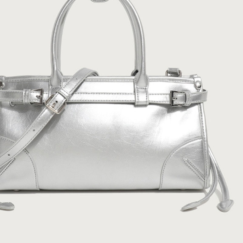 Women's Split Leather Buckle Crossbody Top Handle Bag