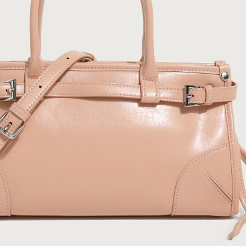 Women's Split Leather Buckle Crossbody Top Handle Bag