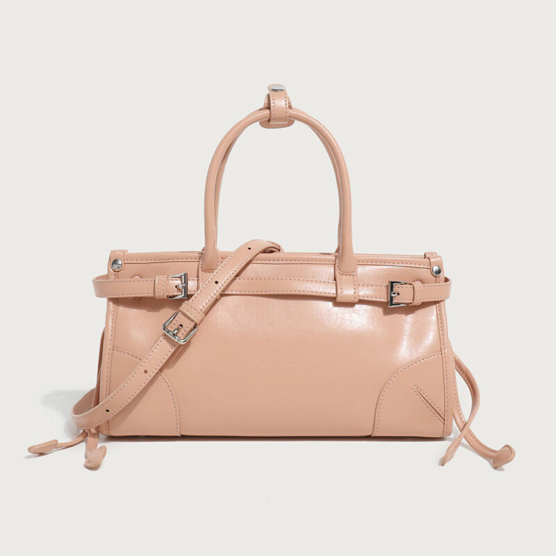 Women's Split Leather Buckle Crossbody Top Handle Bag