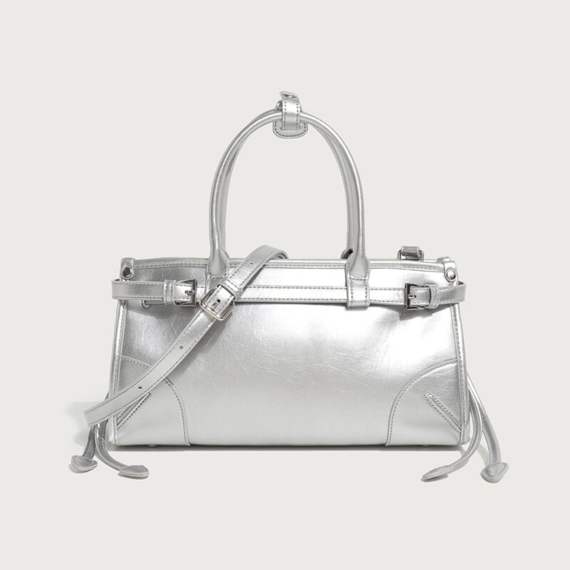 Women's Split Leather Buckle Crossbody Top Handle Bag