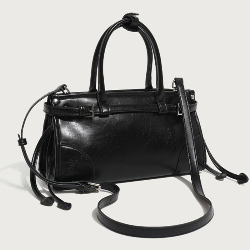 Women's Split Leather Buckle Crossbody Top Handle Bag