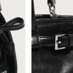 Women's Split Leather Buckle Crossbody Top Handle Bag