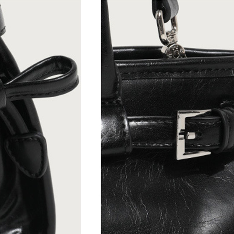 Women's Split Leather Buckle Crossbody Top Handle Bag