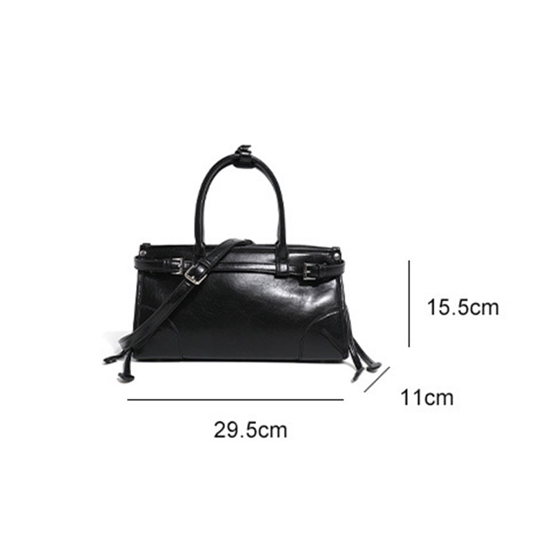 Women's Split Leather Buckle Crossbody Top Handle Bag