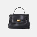 Women's Split Leather Drawstring Turn-Lock Top Handle Satchel Bag with Shoulder Crossbody Strap
