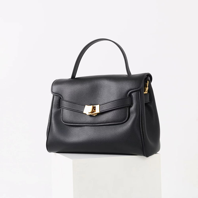 Women's Split Leather Drawstring Turn-Lock Top Handle Satchel Bag with Shoulder Crossbody Strap