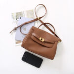 Women's Split Leather Drawstring Turn-Lock Top Handle Satchel Bag with Shoulder Crossbody Strap