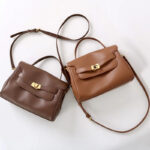 Women's Split Leather Drawstring Turn-Lock Top Handle Satchel Bag with Shoulder Crossbody Strap
