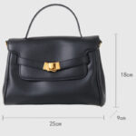 Women's Split Leather Drawstring Turn-Lock Top Handle Satchel Bag with Shoulder Crossbody Strap