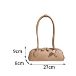 Women's Split Leather Minimalist Boston Shoulder Baguette Bag