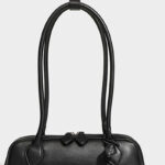 Women's Split Leather Minimalist Boston Shoulder Baguette Bag