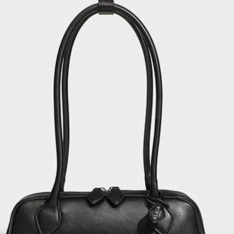 Women's Split Leather Minimalist Boston Shoulder Baguette Bag