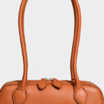 Women's Split Leather Minimalist Boston Shoulder Baguette Bag